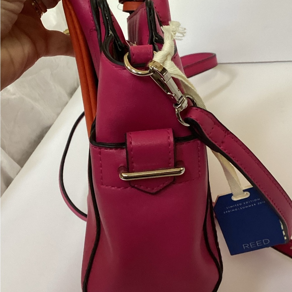 NWT REED special edition small Satchel/ crossbody. Vegan,  Fuschia and orange. - Picture 8 of 13